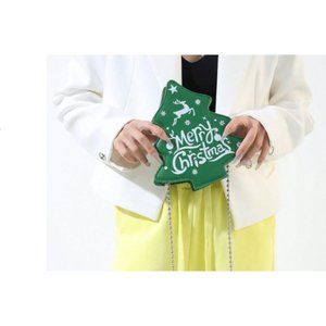 Green Merry Christmas Tree Holiday Handbag Purse